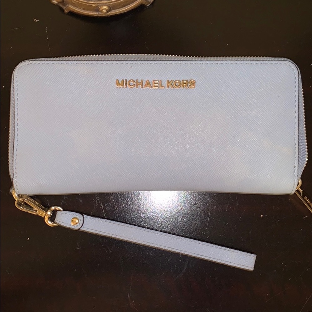 Robin egg blue Michael Kors wristlet